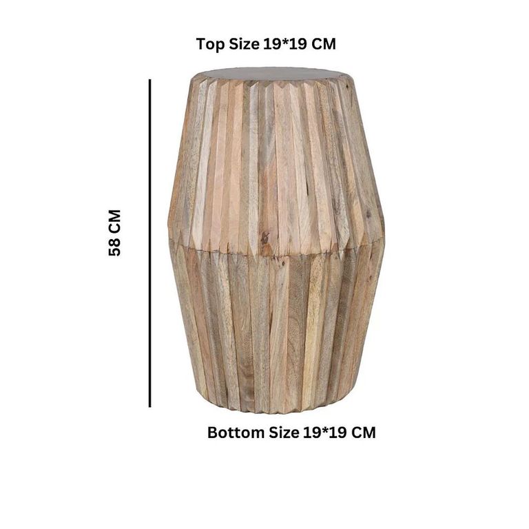 Hudson Side Table - Round - Ribbed Carved - Mango Wood