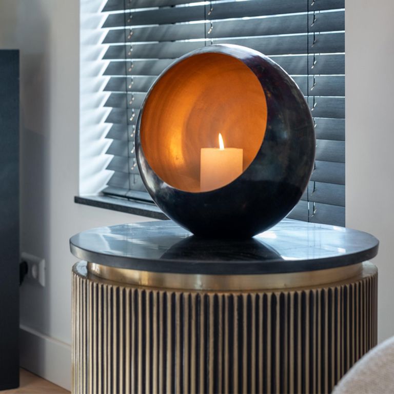 Ironville Brass Ribbed Round Side Table