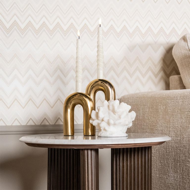 Mayfield White Marble Top Round Side Table - Dark Wood Fluted Base