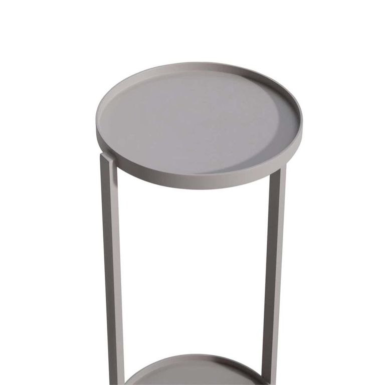 Reed Outdoor End Table - Round - Light Beige - Aluminium