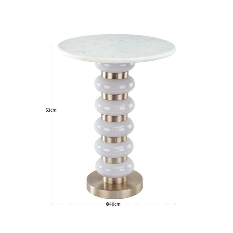 Villeray End Table - Round - White - Marble and Aluminium