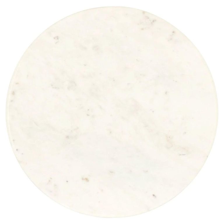 Boann End Table - Round - White and Orange - Glass and Marble
