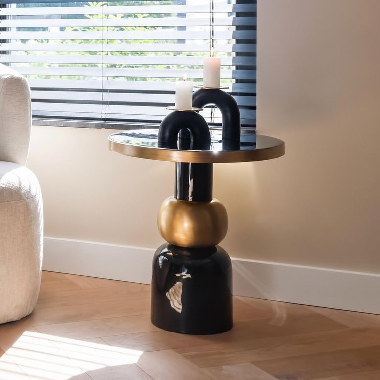 Mose Gold and Black Round Side Table