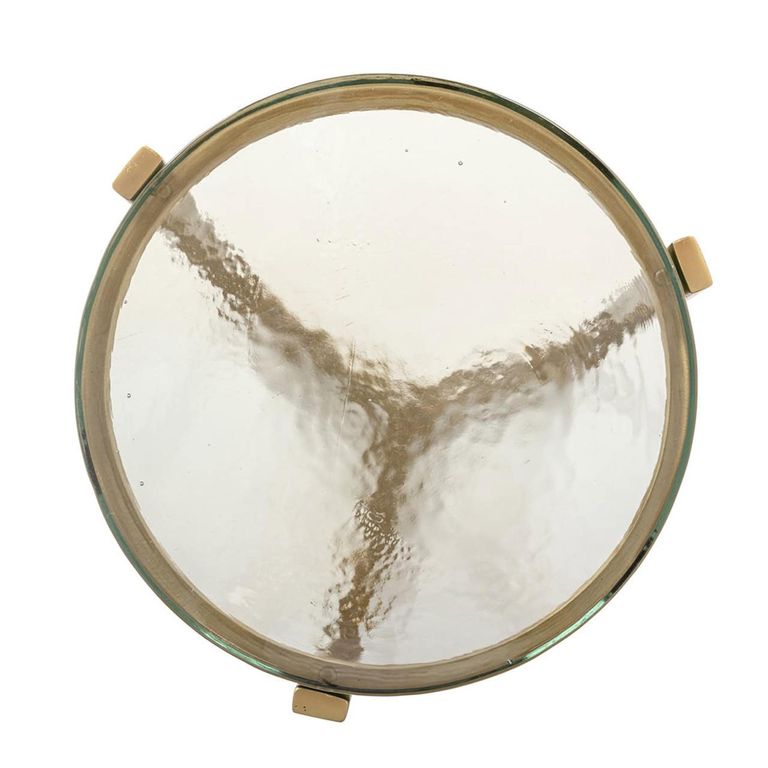 Aubrey Glass and Gold Round Side Table