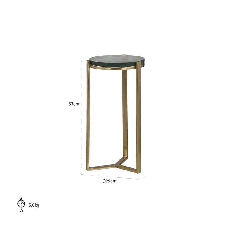 Aubrey Glass and Gold Round Side Table