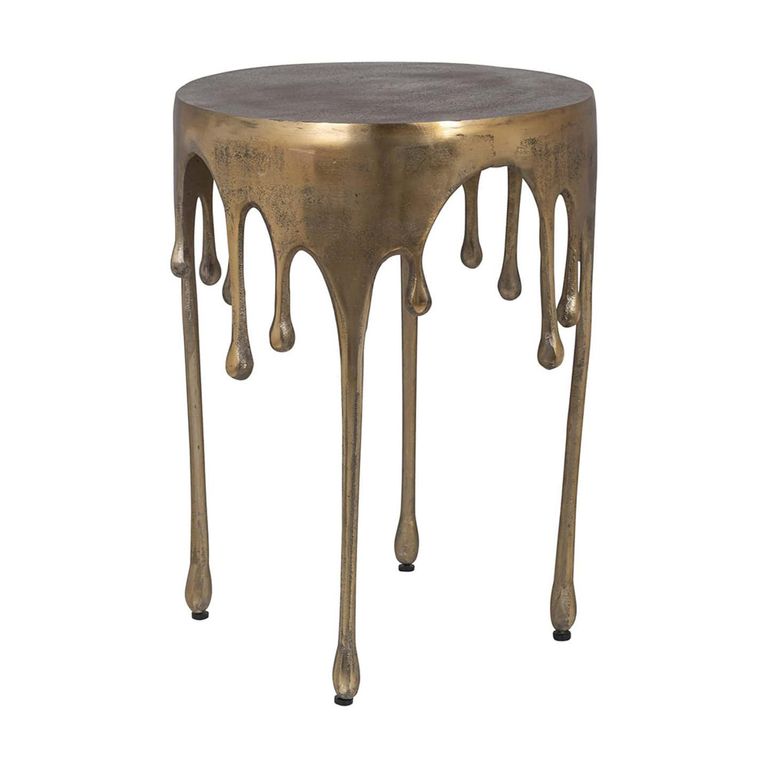 Carly Brushed Gold Round Side Table