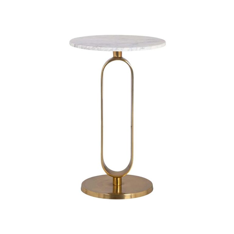 Celine Gold and White Marble Round Side Table