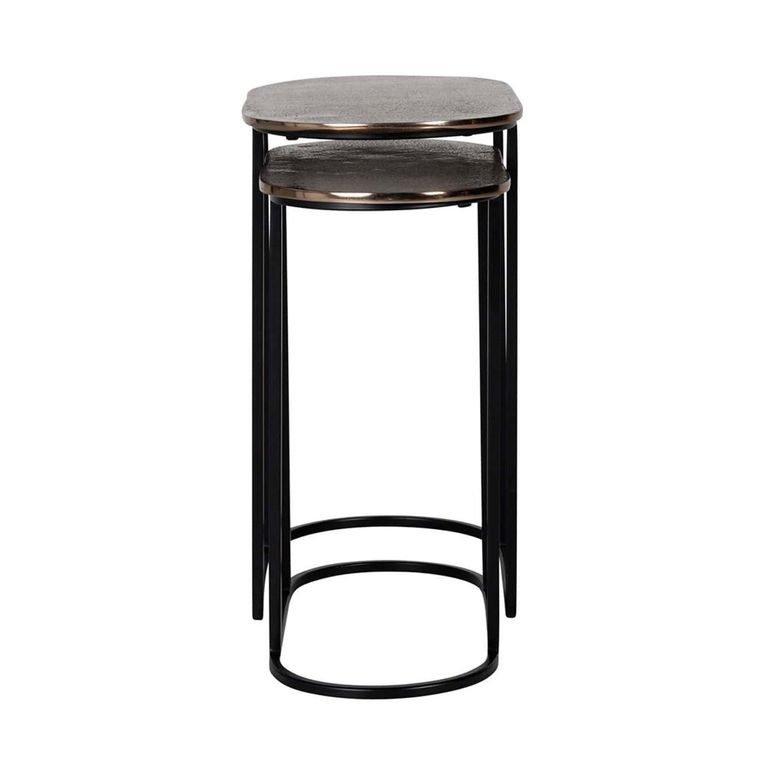 Chandon Side Table - 2 Tier - Oval - Champagne Gold and Black - Aluminium
