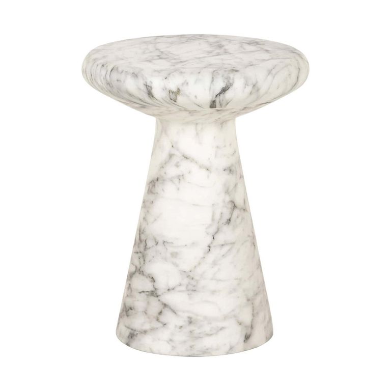 Lohan White Marble Effect Round End Table