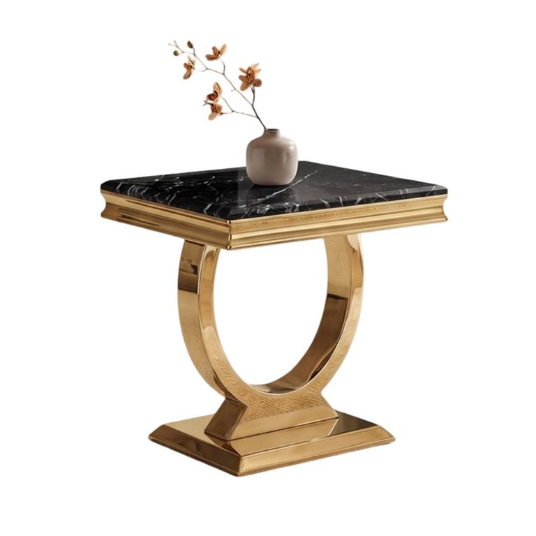 Glacier Side Table - Square - Black Marble & Gold