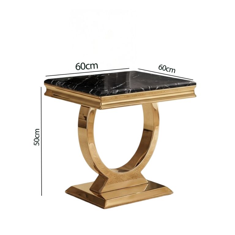 Glacier Side Table - Square - Black Marble & Gold