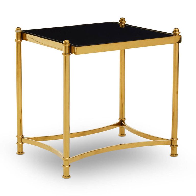 Ackley Side Table - Square - Black Glass - Gold Legs