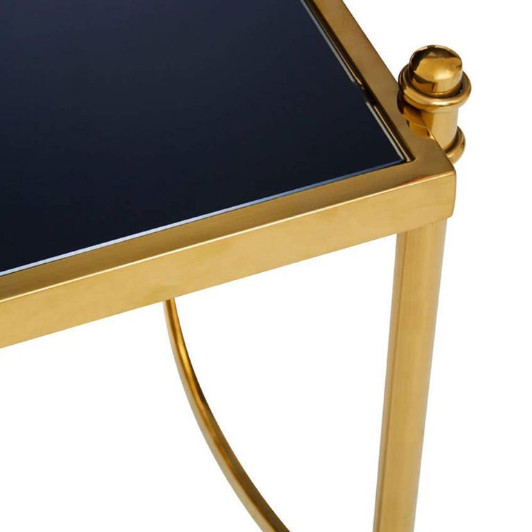 Ackley Side Table - Square - Black Glass - Gold Legs