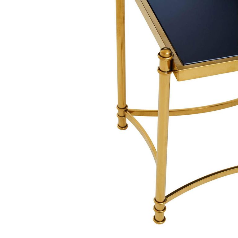 Ackley Side Table - Square - Black Glass - Gold Legs
