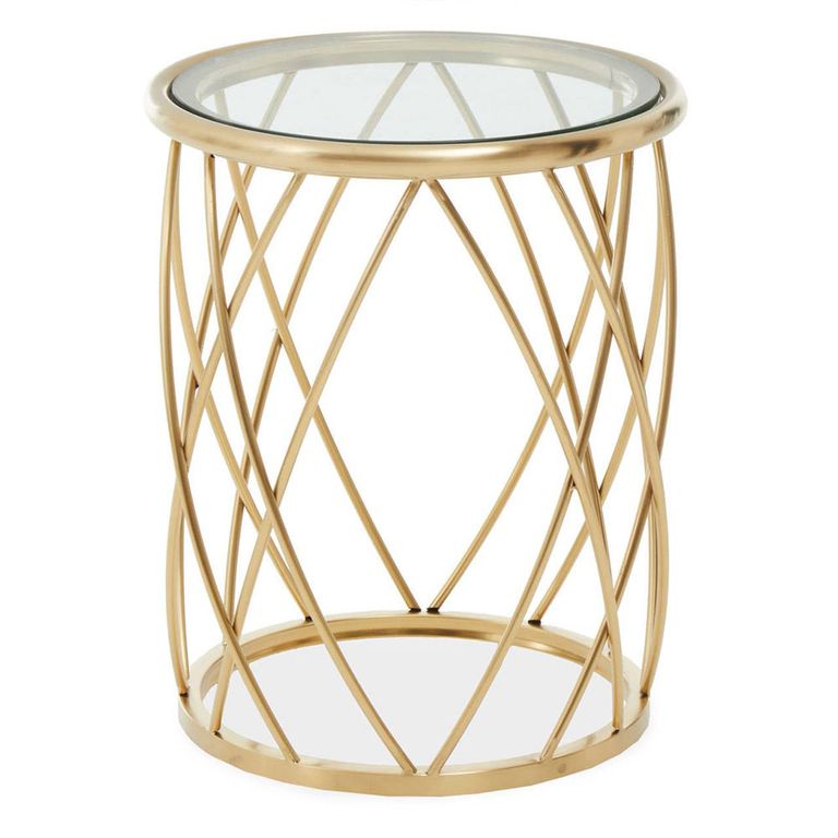 Ackley Side Table - Round - Clear Glass - Gold Legs