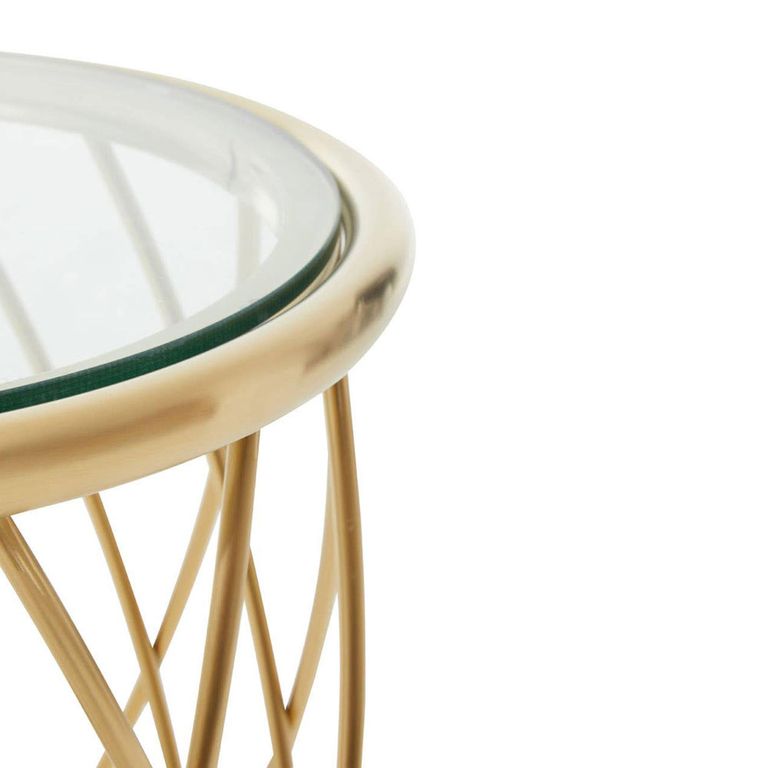 Ackley Side Table - Round - Clear Glass - Gold Legs