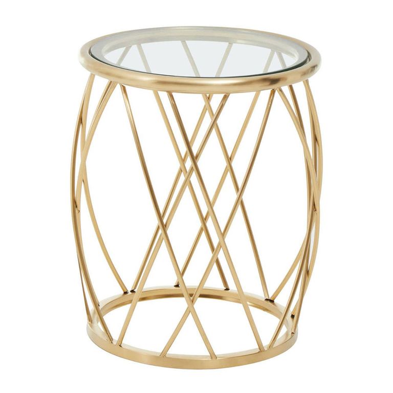 Ackley Side Table - Round - Clear Glass - Gold Legs