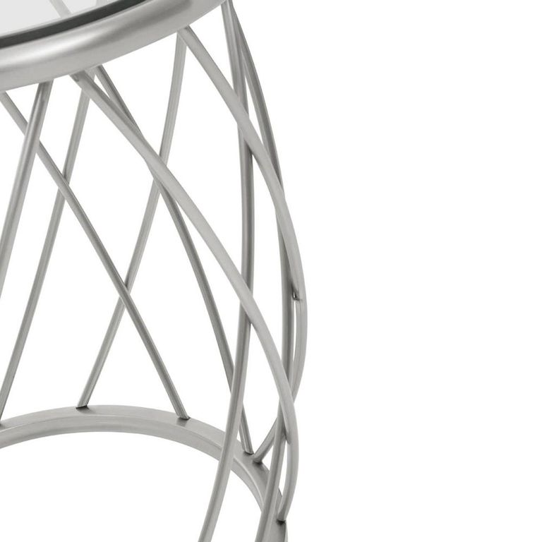 Ackley Side Table - Round - Clear Glass - Silver Legs