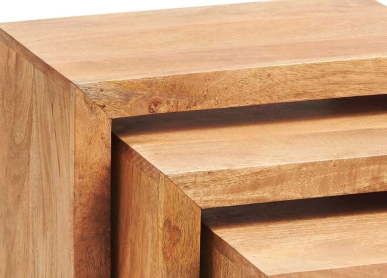 Ajmer Light Mango Wood Nest of 3 Tables