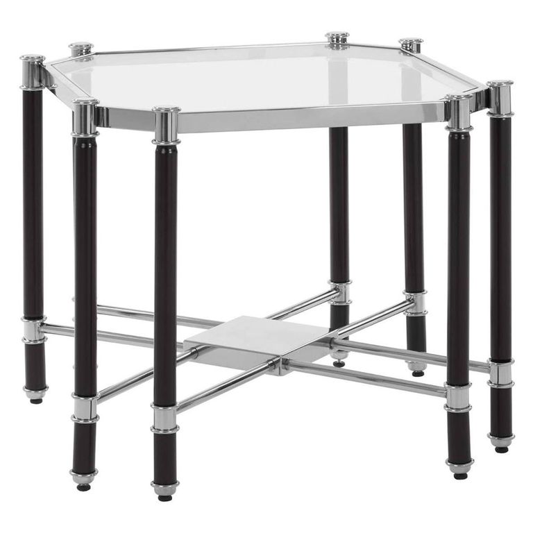 Allessi End Table - Clear Glass and Chrome - Octagonal