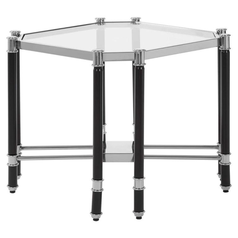 Allessi End Table - Clear Glass and Chrome - Octagonal