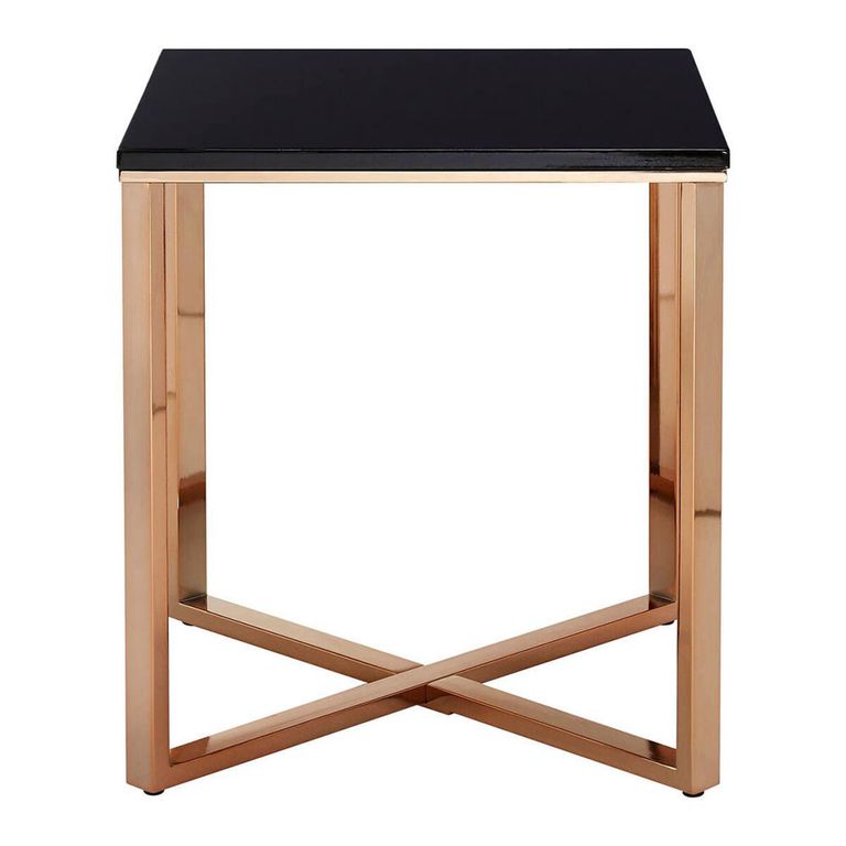 Allure End Table - Square - Black Marble Effect - Gold Base