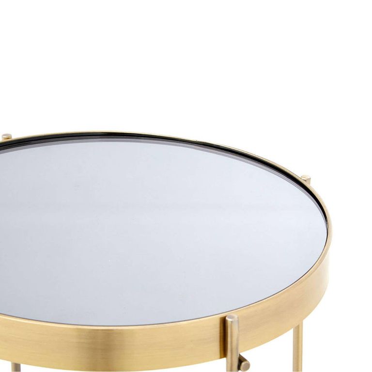Allure Tall Side Table - Round - Black Mirrored - Rose Gold Legs