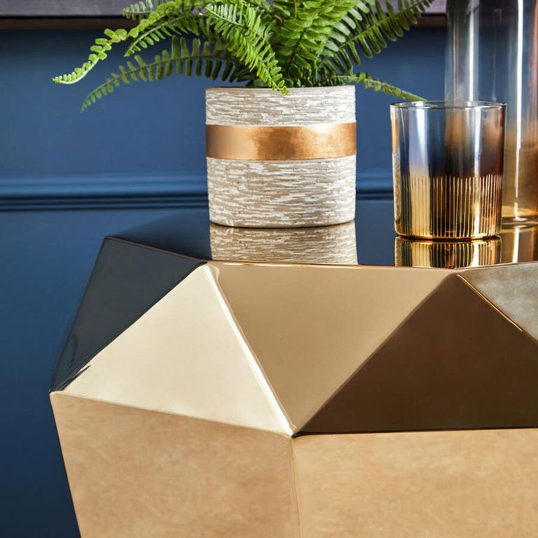 Allure Diamond Cut End Table - Champagne Gold -