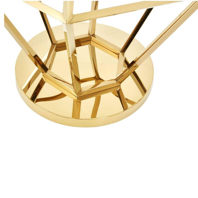 Allure Diamond Cut Small End Table - Clear Glass - Gold Base