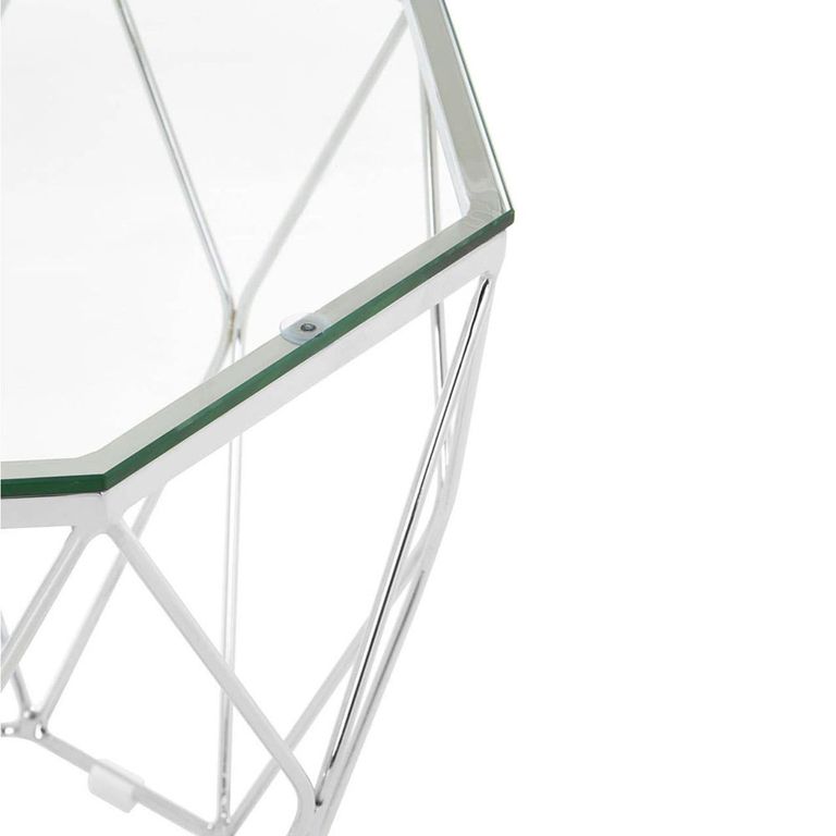 Allure End Table - Octagonal - Clear Glass - Chrome Base