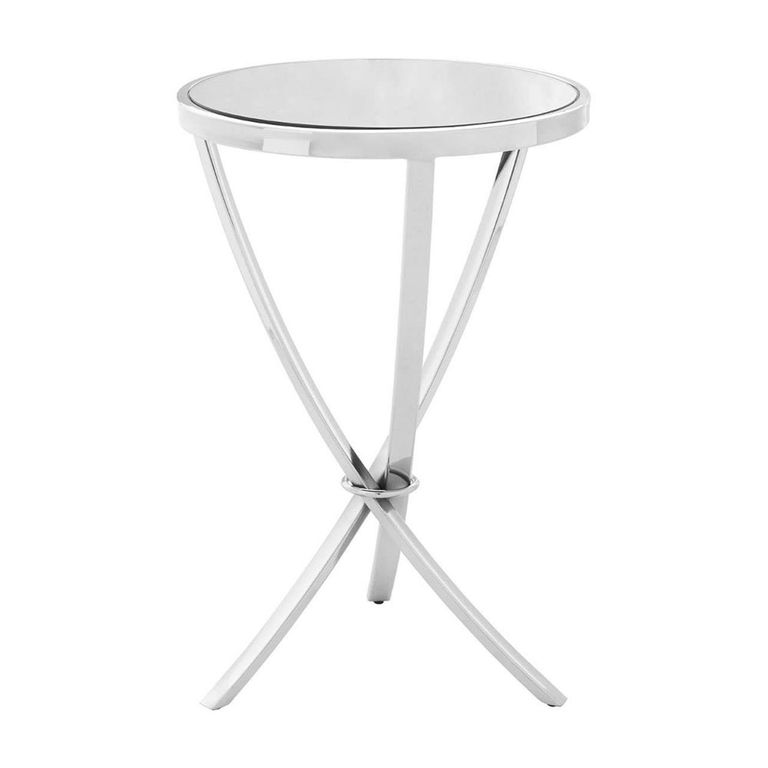 Allure Pinched Side Table - Round - Clear Glass - Chrome Legs