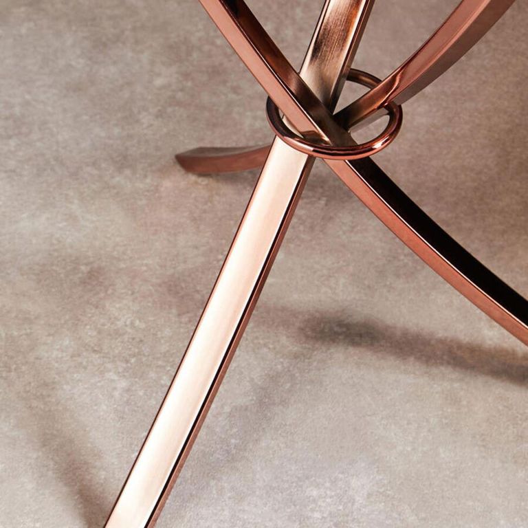 Allure Pinched Side Table - Round - Clear Glass - Rose Gold Legs