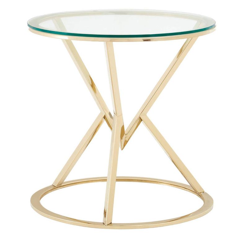 Allure End Table - Round - Clear Glass - Corseted Champagne Base
