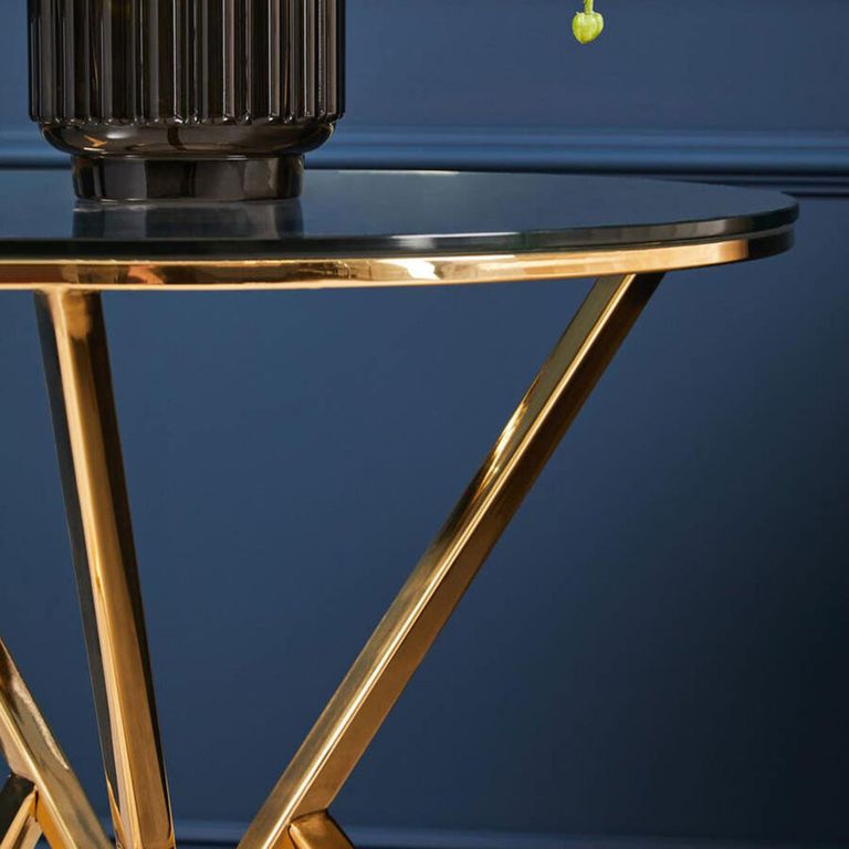 Allure End Table - Round - Clear Glass - Corseted Champagne Base