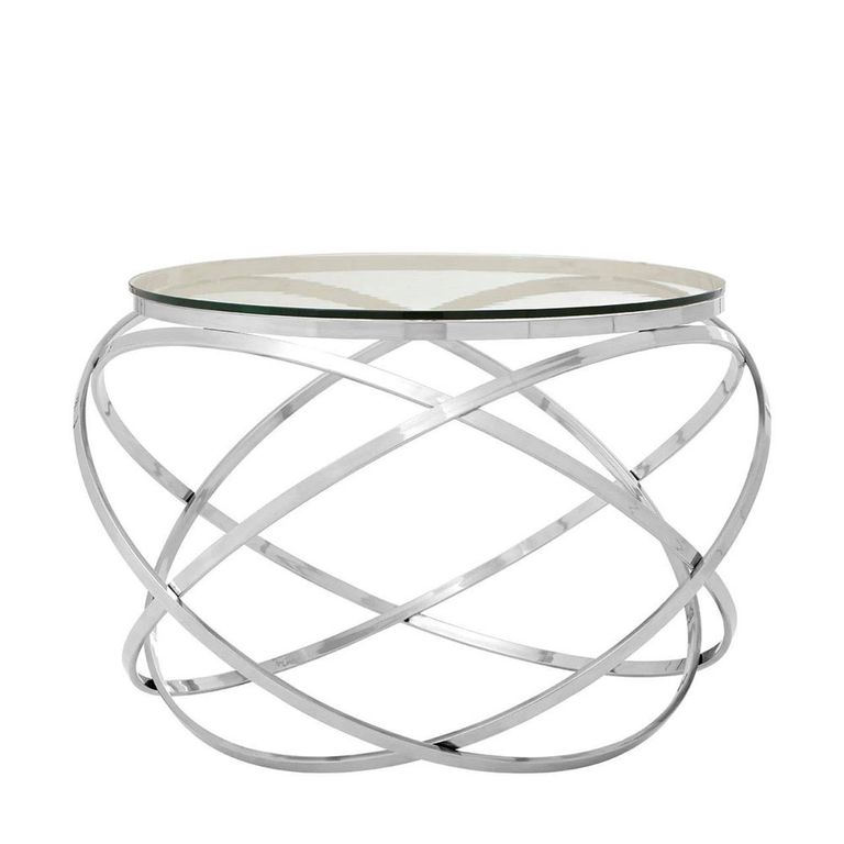 Allure End Table - Round - Clear Glass - Chrome Circular Base