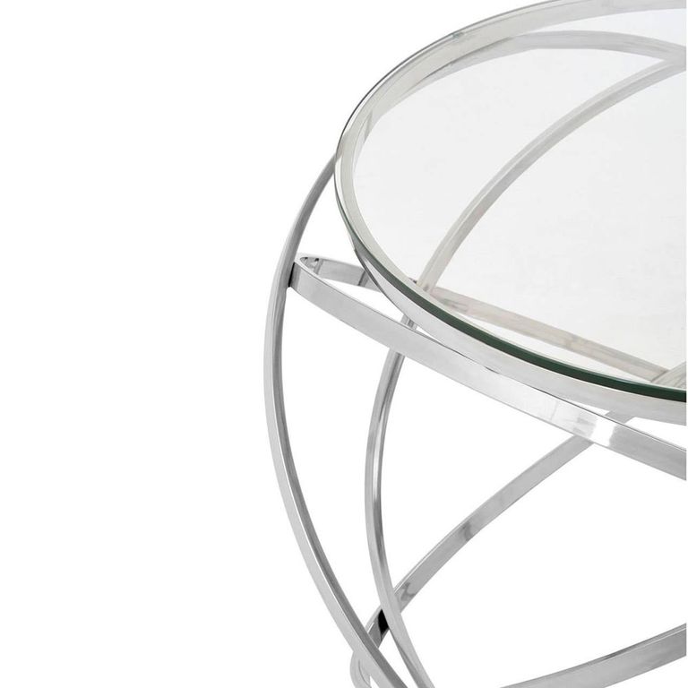 Allure End Table - Round - Clear Glass - Chrome Circular Base