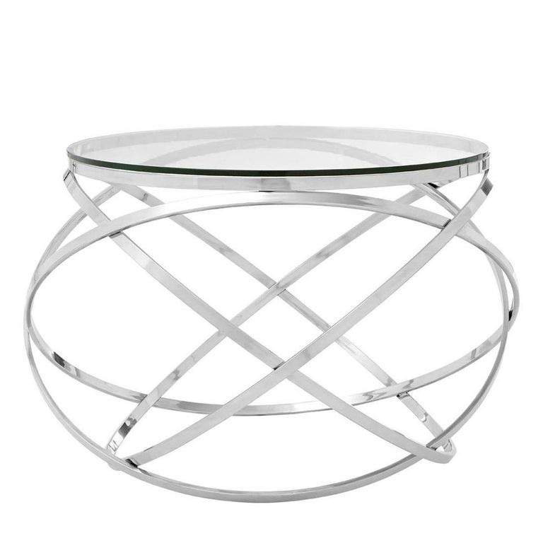 Allure End Table - Round - Clear Glass - Chrome Circular Base