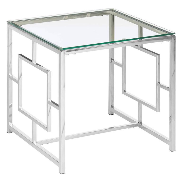 Allure End Table - Square - Clear Glass - Chrome Base