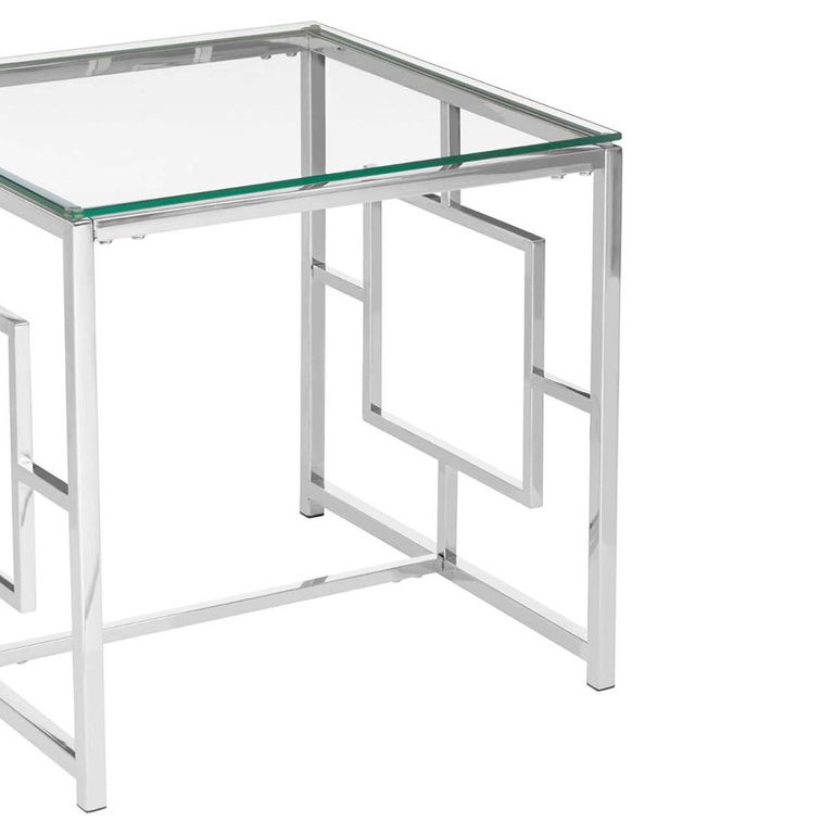 Allure End Table - Square - Clear Glass - Chrome Base