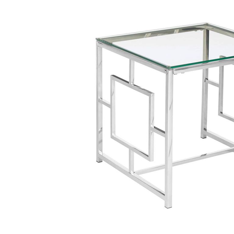 Allure End Table - Square - Clear Glass - Chrome Base