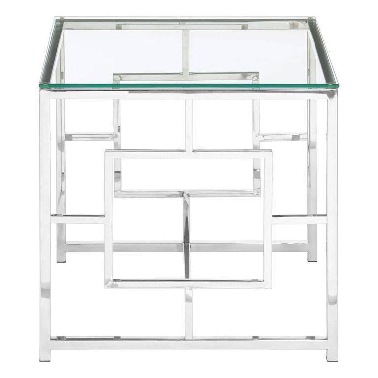 Allure End Table - Square - Clear Glass - Chrome Base