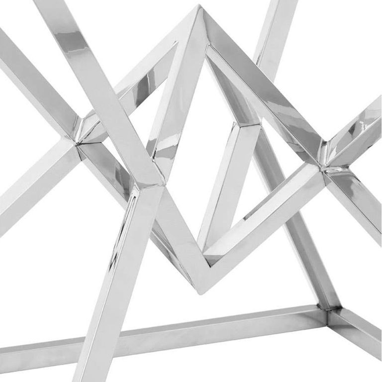 Allure End Table - Square - Clear Glass - Corseted Silver Base