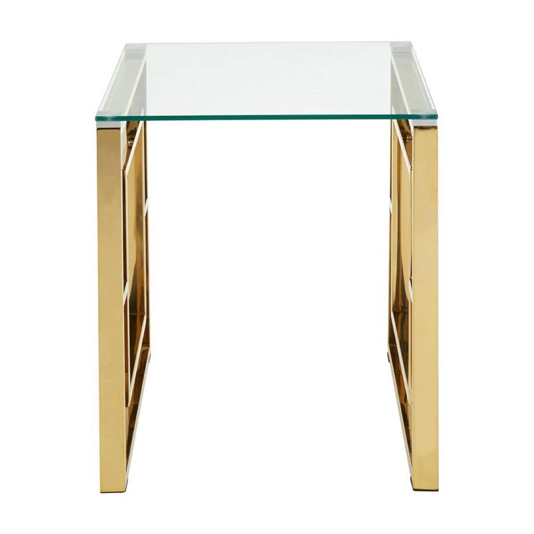 Allure End Table - Square - Clear Glass - Gold Base