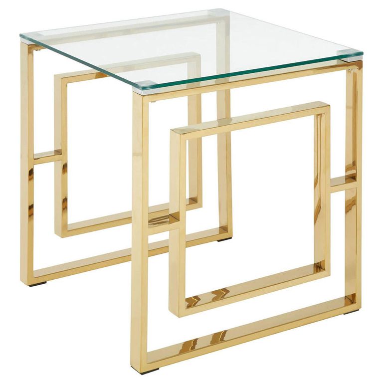Allure End Table - Square - Clear Glass - Gold Base