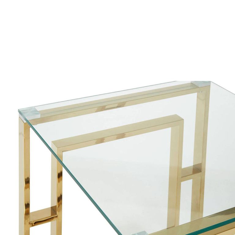 Allure End Table - Square - Clear Glass - Gold Base