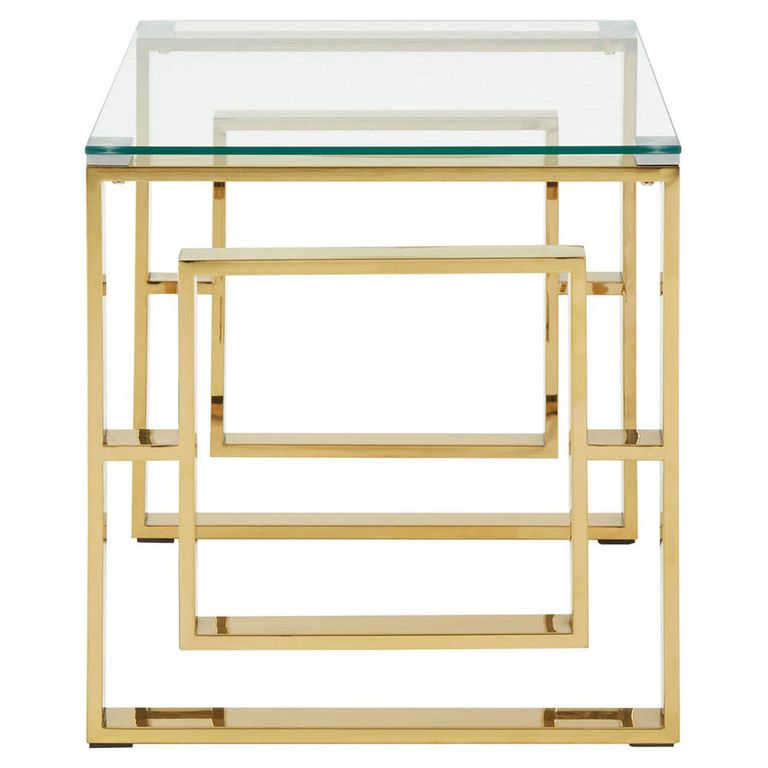 Allure End Table - Square - Clear Glass - Gold Base