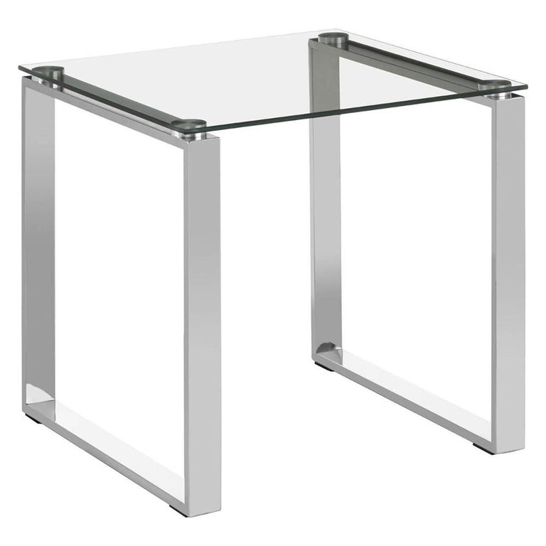 Allure End Table - Square - Clear Glass - Silver Base