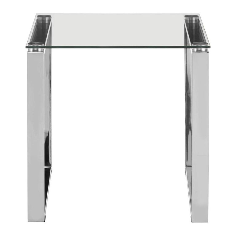 Allure End Table - Square - Clear Glass - Silver Base