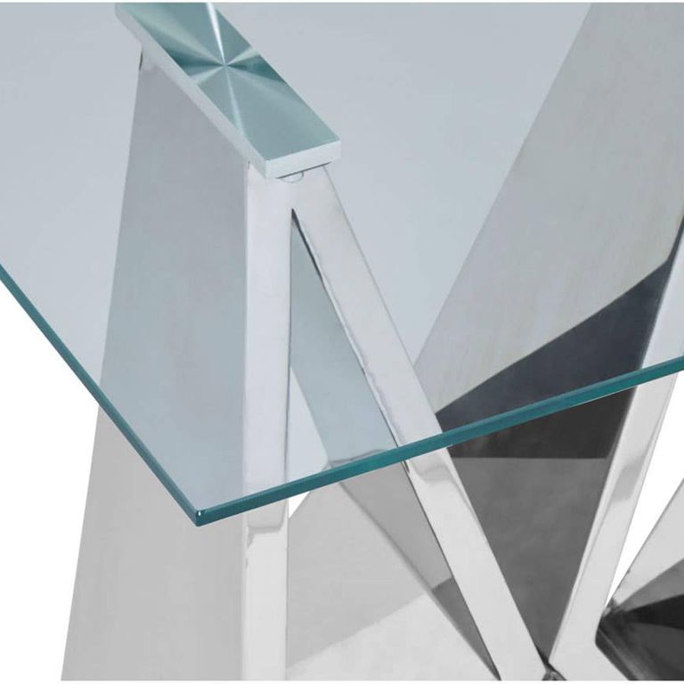 Allure End Table - Square - Clear Glass - Chrome Wing Base