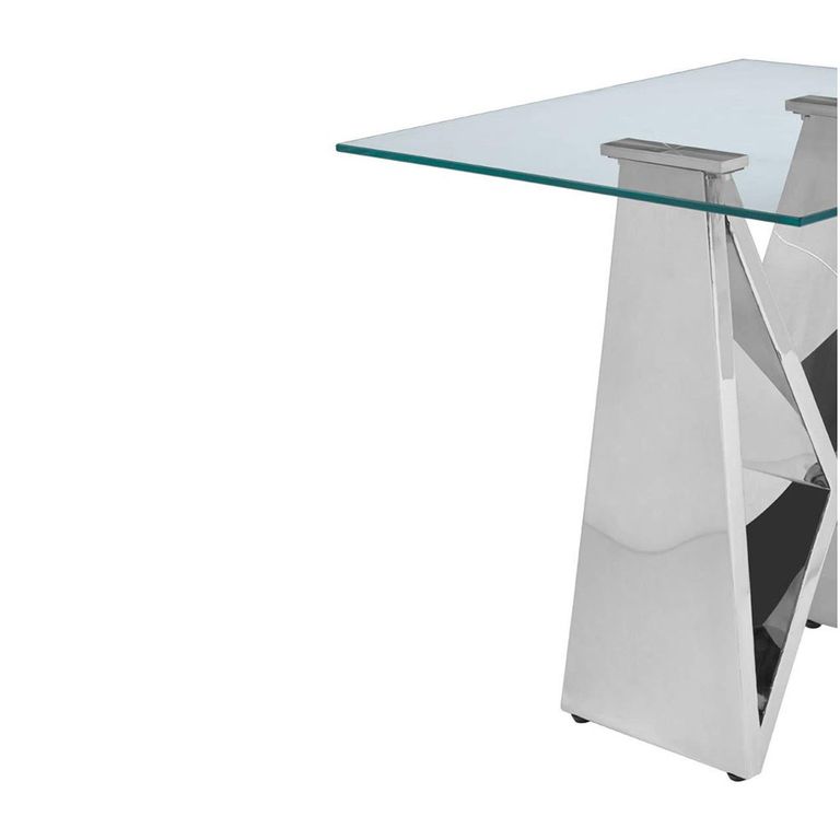 Allure End Table - Square - Clear Glass - Chrome Wing Base